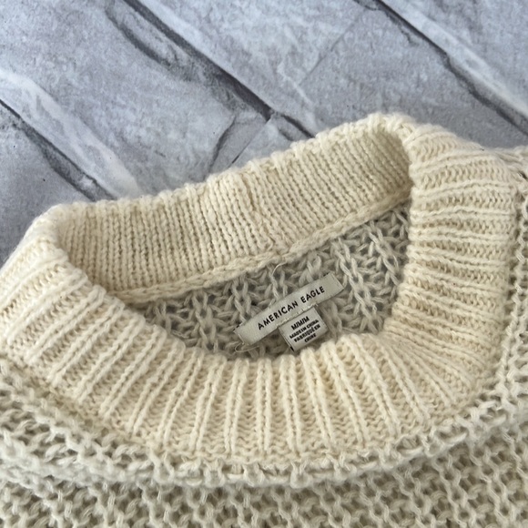 American Eagle Outfitters Oversized Knit Sweater Cream Ivory - Picture 8 of 9